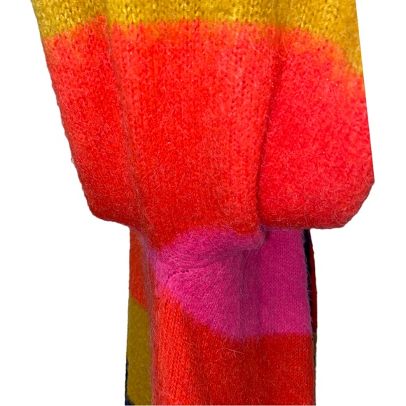 Scotch & Soda Balloon Sleeve Rainbow Stripe Cardigan Cotton Blend Sweater L - Picture 5 of 14